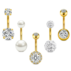 Crdifu 5stk Bauchnabelpiercing Barbell Set 14 Gauge 🌟 Piercing Schmuck Silber Rosegold Angebot bei HelloDeals