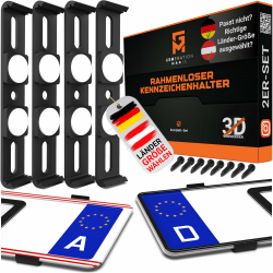 GENMAG® Rahmenlose Kennzeichenhalterung für Autos | Nummernschildhalter für 2 Kennzeichen Angebot bei HelloDeals