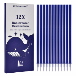 🖊️ LVZONGXIN Ersatzminen, Kompatibel Mit Legami, [ Blau, 12er], Spitze 0,7mm,Höhe 13 cm, Radierbare Tintenrolle (BLAU0, 12) Angebot bei HelloDeals