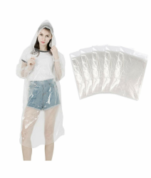 LEBEXY Einweg Regenponcho mit Kapuze Transparent 5 Stück 🌧️💧 Angebot bei HelloDeals