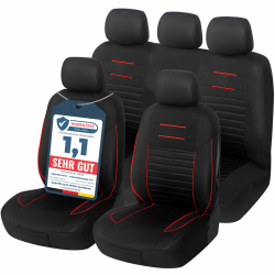 Upgrade4cars Autositzbezüge Set Universal | Autoschonbezüge Vordersitze & Rückbank 🚗 | Autozubehör Schwarz Rot Angebot bei HelloDeals