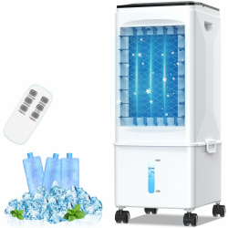 Mobile Klimaanlage Mobil Klimagerät Klimaanlage Ohne Abluftschlauch Luftkühler Ventilator mit Wasserkühlung 9,5L Wassertank 60W Verdunstungskühler 7h Timer Oszillierend Angebot bei HelloDeals