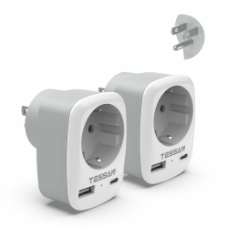 🌍🔌 TESSAN 2er Pack USA Adapter Steckdose, 3 in 1 Reiseadapter Kanada mit USB C und USB A Angebot bei HelloDeals