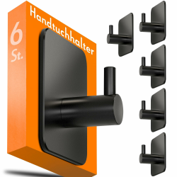 🖤 6er-Set Handtuchhalter ohne Bohren - Hochwertige selbstklebende Haken aus Edelstahl 🛁 Angebot bei HelloDeals