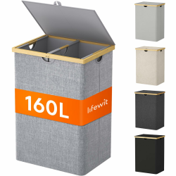 Lifewit 160L Bambus Wäschekorb mit Deckel 🧺🌿 Angebot bei HelloDeals