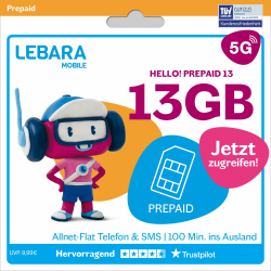 LEBARA Prepaid SIM-Karte mit Hello! 13 Prepaid Tarif 📱🌐🌍 Angebot bei HelloDeals