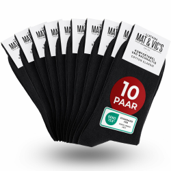 Mat & Vic's Socken Herren Baumwolle schwarz 10 Paar - Business Damen & Herren Socken 🧦👫 Angebot bei HelloDeals