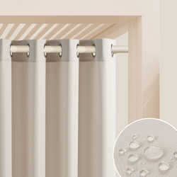 ROOM99 Outdoorvorhang mit Ösen Garden Line 155 x 200 cm - Hellbeige Angebot bei HelloDeals