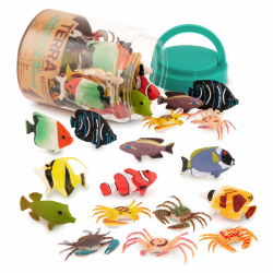 Terra 60-teilig Tierfiguren Sammlung 🐠🦀 Spielzeug Set – Clownfisch, Blauer Doktorfisch, Krabben und mehr Angebot bei HelloDeals