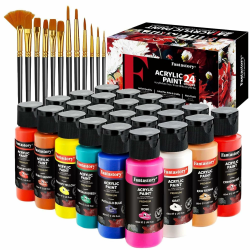 Fantastory Acrylfarben Set 24x 60ml,12 Pinsel 😍🎨 Angebot bei HelloDeals