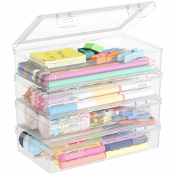 🖊️📦 Lifewit Stiftebox mit Snap-Dichtel Deckel, Hochwertiges Kunststoff Bürobedarf Organizer - 4er Pack Angebot bei HelloDeals