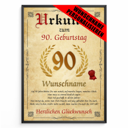 Personalisierte Urkunde zum 90. Geburtstag 🎉 | Geschenkidee Jahrgang 1935 Angebot bei HelloDeals