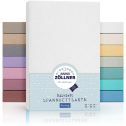 🛏️ Julius Zöllner Jersey Spannbettlaken für Baby- & Kinderbett, 100% Jersey-Baumwolle, OEKO-TEX Standard 100 zertifiziert, Größe: 60x120cm / 70x140cm, 2er Pack, weiß Doppelpack Weiß Angebot bei HelloDeals