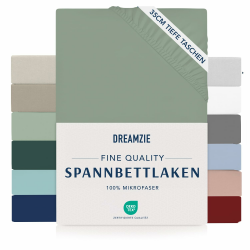 Traumzie Spannbetttuch 200x200cm 😍 - 35 cm Tiefe Tasche - 100% Mikrofaser Bettlaken - Hellgrün Angebot bei HelloDeals