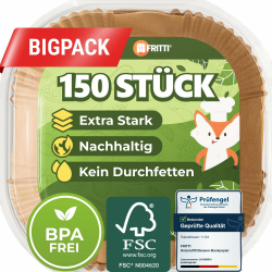 🔥 FRITTI Backpapier für Heißluftfritteuse 150 Stück DEKRA geprüft 20-25 cm XL Zubehör 🍟 Angebot bei HelloDeals