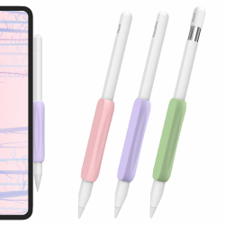AHASTYLE 3 Stück Apple Pencil Griff Silikon Halter Ergonomisch Hülle Zubehör Grip Kompatibel mit Apple Pencil Pro, Apple Pencil2. Generation und Apple Pencil USB-C (Rosa+Lila+Grün) 💖🌸🥑 Angebot bei HelloDeals