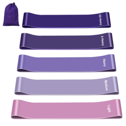 Fokky Fitnessbänder [5er Set] 💜 100% Naturlatex Fitnessband mit Übungsanleitung auf Deutsch & Tragebeutel Angebot bei HelloDeals