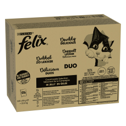 🐱🍽️ FELIX So gut wie es aussieht Doppelt Lecker Katzenfutter nass in Gelee, Sorten-Mix, 120er Pack (120 x 85g) Geschmacksvielfalt vom Land MP120 Angebot bei HelloDeals