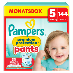 👶🌟 Pampers Premium Protection Pants Größe 5, 144 Windeln, 11kg-17kg - Bestes Angebot Angebot bei HelloDeals