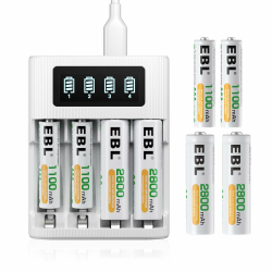 🔋🔌 EBL Universal Akkuladegerät mit 4 AA Akkus + 4 AAA Akkus - Ladegerät für AA AAA NiMH NiCd Batterien Angebot bei HelloDeals