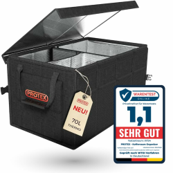 🚗 PROTEX Kofferraum Organizer [Testsieger 2024] 70 L Kühltasche - Faltbare Kofferraumtasche mit Deckel - XXL Kofferraumbox mit Wärme- & Kältedämmung - Praktisch & Wasserdicht (schwarz) 70l Schwarz Angebot bei HelloDeals