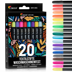 20 Textilstifte Waschmaschinenfest - Textilfarbe Waschmaschinenfest 😍👕🎨 Angebot bei HelloDeals