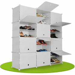 👞 Juskys Schuhschrank mit 12 Würfel & Türen - Kunststoff Schrank für bis 48 Paar Schuhe - Regal geschlossen 🌟 Angebot bei HelloDeals