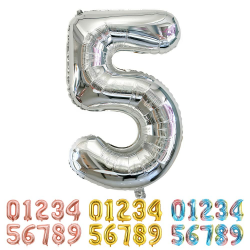 Ponmoo Luftballon Zahl 5 Silber - Riesen Nummer 0-100 - Party Dekoration 🎈 Angebot bei HelloDeals
