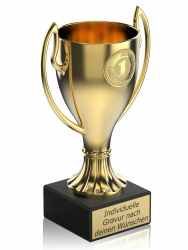 Zelaro Henkelpokal in Gold | Pokal mit Gravur Wunschtext – Trophäe in 5 Größen | Pokal Fußball | Fussball Pokal Kinder - XX cm inkl. Marmorsockel 18cm Angebot bei HelloDeals