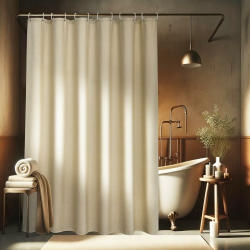 Luxuriöser Leinen Texturiert Duschvorhang 180x200 Beige 🚿 Angebot bei HelloDeals