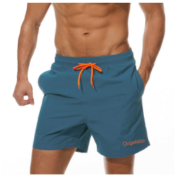 🩳 Ougelebo Badehose Herren Schnelltrocknend Strandshorts mit Mesh-Futter L Pfauenblau 🦚 Angebot bei HelloDeals
