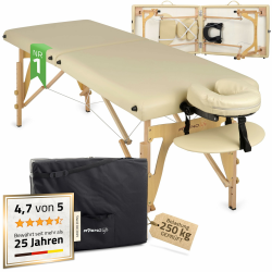HABYS Sofia Light Massageliege | Klappbar Holz 2 Zonen | Massagetisch mit Vollausstattung | 185 x 60 x 85 cm, bis 250 kg | Armlehnen, Kopfstütze, Tragetasche, MDR-Zertifiziert | Beige ✨ Angebot bei HelloDeals