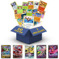 Pokemon Karten deutsch 50 Verschiedene Original Pokemon | 1 V, VMAX, VSTAR, EX | 3X Holo | 1x Rare | 1 zufällige Pikachu, Evoli, Dedenne aktuelle Sets + 1 Heartforcards® Toploader 3 Holos Angebot bei HelloDeals