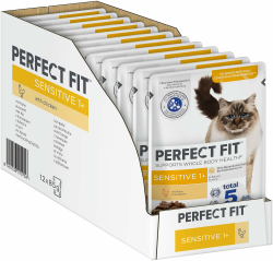 🐱🌟 Perfect Fit Sensitive 1+ Katzennassfutter mit Huhn in Sauce - 12er Pack 🌟🐱 Angebot bei HelloDeals