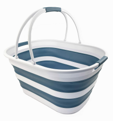 🌟MEGA ANGEBOT🌟 SAMMART 38L zusammenklappbarer Wäschekorb aus Kunststoff – ovale Wanne/Korb Angebot bei HelloDeals