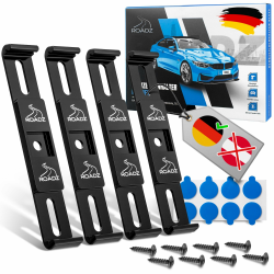 🚗 ROADZ® Kennzeichenhalter Rahmenlos - [werbefrei & legal] - Set für 2 Kennzeichen - unsichtbar - Schwarz glänzend Angebot bei HelloDeals