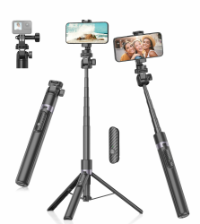 📸🔥 Gahenwo 173cm Selfie Stick Stativ | Einbeinstativ Tripod für Action-Kamera, Handy | Tragbar & Leicht | 360° Drehbar | Schwarz Angebot bei HelloDeals