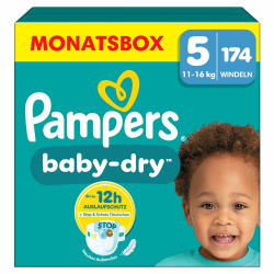 👶 Pampers Baby-Dry Größe 5, 174 Windeln - Bis zu 100% Auslaufschutz & Komfort 🌙 Angebot bei HelloDeals