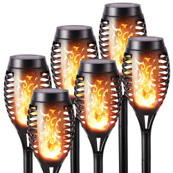 Geemoo Solarleuchten für Außen Garten 6 Stück 🔥 Solar Fackel Gartenfackeln mit Flammeneffekt Angebot bei HelloDeals