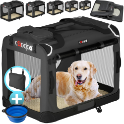 🐾 CADOCA® Hundebox XXL 90x60x66cm - Faltbar, atmungsaktiv, robust 🐶🚗 Angebot bei HelloDeals