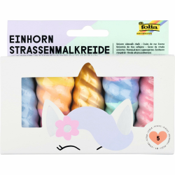🦄 Folia 380509 - Einhorn Straßenmalkreide für Kinder, 5 Stück in Regenbogenfarben 🌈 Angebot bei HelloDeals