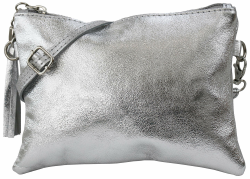 👜 SH Leder Echtleder Umhängetasche Clutch kleine Tasche Abendtasche 22x15cm Anny G248 Silber Angebot bei HelloDeals
