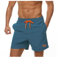 Ougelebo Badehose Herren mit Reißverschlusstasche Badeshorts Schnelltrocknend L Pfauenblau 🩳🌊 Angebot bei HelloDeals