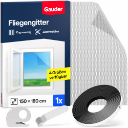 🪰🚫 GAUDER Fliegengitter für Fenster (150 x 180 cm | schwarz) - Insektenschutz ohne Bohren Angebot bei HelloDeals