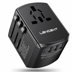 LENCENT Reiseadapter Weltweit mit 4 Steckern und 5-IN-1 Wandladegerät 🌍🔌🔋 Angebot bei HelloDeals