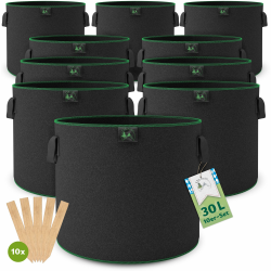 TTL Garden 10x 30L Pflanzsack aus Vlies Stoff - 10er Set 30 Liter Pflanztaschen 🌱🌶️🍅 Angebot bei HelloDeals