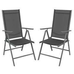 Montafox Klappstuhl Set Balkonstühle Alu Gartenstuhl Verstellbar Klappbar Belastbarkeit 120 kg Outdoor Hochlehner Aluminium Klappsessel Doppelpack Balkon Terrasse, Farbe:grau, Menge:2 Stück 2 Stück Grau_2 Stück Angebot bei HelloDeals