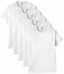 👕🍇🍊 Fruit of the Loom Herren T-Shirt 5er-Pack Heavy Cotton M L XL XXL 3XL Diverse Farbsets L Weiß (White) 🍏🍌👕 Angebot bei HelloDeals