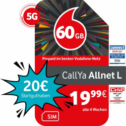 📱 Vodafone Prepaid CallYa Allnet L | 60 GB | 20 EUR Startguthaben | 5G-Netz Angebot bei HelloDeals