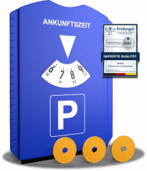 ROBBX® Parkscheibe mit Eiskratzer für Auto und Motorrad 🚗🛵 | Parkuhr mit StVZO Zulassung inkl. 3X Einkaufschips Angebot bei HelloDeals